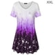 thumbnail image 1 of Camiseta de mujer Blusa informal con estampado degradado Vestido suelto con cuello en V, Morado, XXL Inevent AP001902-21, 1 of 4