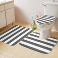 thumbnail image 4 of Deep Gray Bathroom Rugs Set and White Stripe Non Slip Absorbent Soft Bath Mats 3 Piece Set with Bathroom Rug, U-Shaped Floor Mat, Toilet Seat Cover Small Size, 4 of 9
