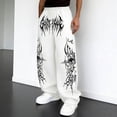 thumbnail image 2 of XIAOCHA Mens Gothic Wide Leg Sweatpants Drawstring Waist Side Pockets Streetwear Trousers, 2 of 4