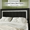 thumbnail image 2 of 4 EVER WINNER King Bed Frame, Velvet Upholstered Bed Frame with Diamond Headboard, Black King Size Bed Frame, Black, 2 of 8