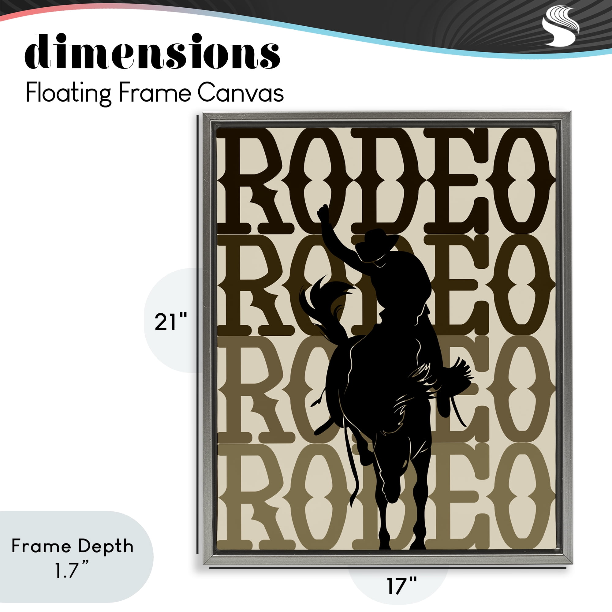 Stupell Industries Rodeo Gradient Cowboy Gray Framed Floater Canvas Wall Art, design by CAD Designs