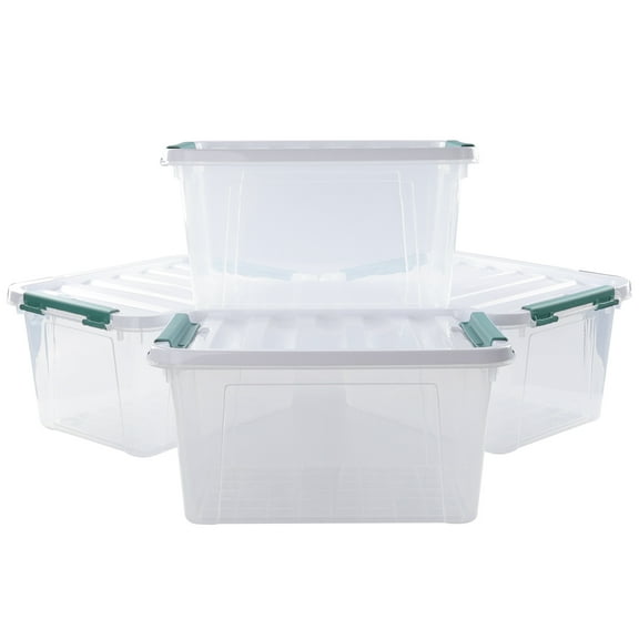 Joyeen 4 Pack 20 Quart Clear Storage Box with Latching Lid, Plastic Lidded Storage Bin