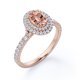 thumbnail image 3 of JeenMata Anillo de Compromiso con Doble Halo de Morganita y Moissanita Ovalada de 1,75 Quilates con Baño de Oro Rosa de 18 K sobre Plata, 3 of 6