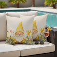 thumbnail image 5 of Gnome Flower Pillow Covers 2 Pack Vintage Yellow Pink Dwarf Floral Green Plant Leaf Linen Texture Pillowcase Waterproof Outdoor Throw Pillow Cover for Patio Garden Square Cushion 18”x18”, 5 of 9