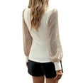 thumbnail image 5 of QAFOPEH Women Mock Neck Sequins Balloon Long Sleeve Ribbed Knit Pullover Top, 5 of 7