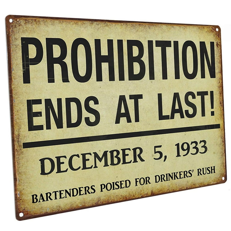 PROHIBITION ENDS 9x12 Metal Sign, Wall Decor for Porch, Patio, or Deck 