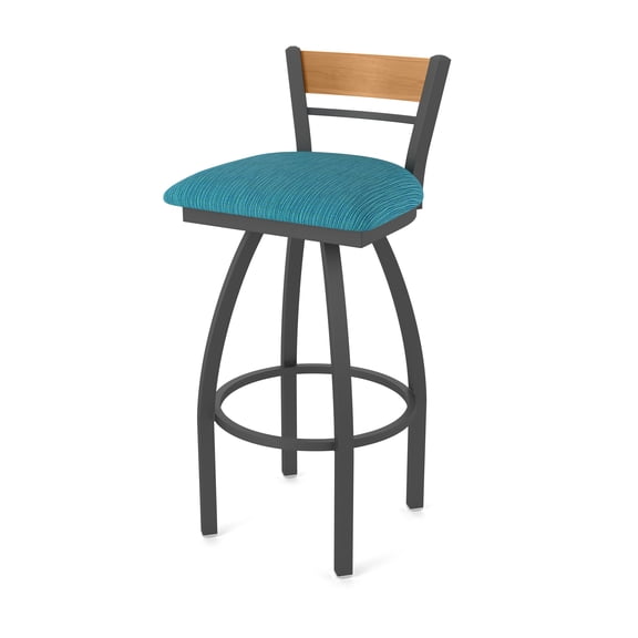 881 Revelle 30" Swivel Bar Stool with Pewter Finish, Medium Back and Graph Tidal Seat