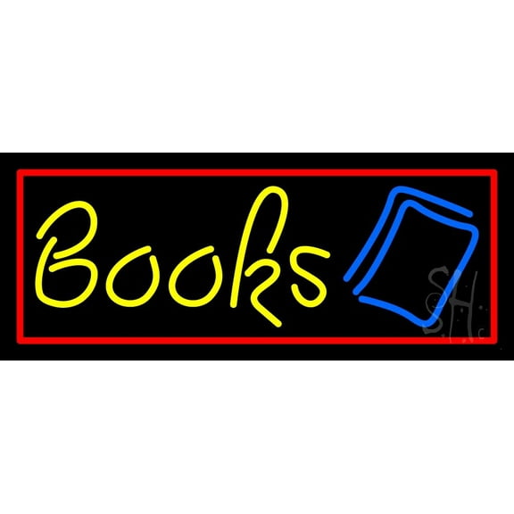 Yellow Books LED Neon Sign 13 x 32 - inches, Black Square Cut Acrylic Backing, with Dimmer - Bright and Premium built indoor LED Neon Sign for Defence Force.