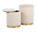 thumbnail image 3 of LumiSource Gold Metal, Cream Velvet Marla Quilted Ottoman Set, 3 of 6