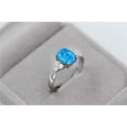 thumbnail image 2 of Uloveido 925 Sterling Silver Oval Cut Simulated Blue Fire Opal Promise Rings for Her Wedding Jewelry JZ125 Size 7, 2 of 7