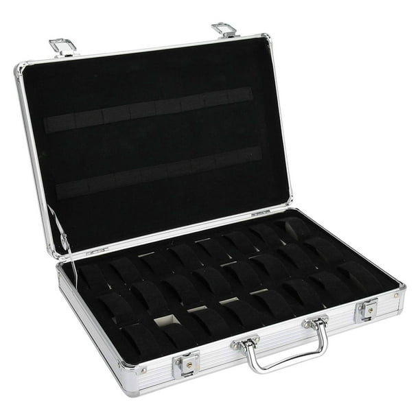 Estuche para reloj, estuche de transporte, antigolpes, organizador con cerradura, ideal para viajes. 24 rejillas con correa