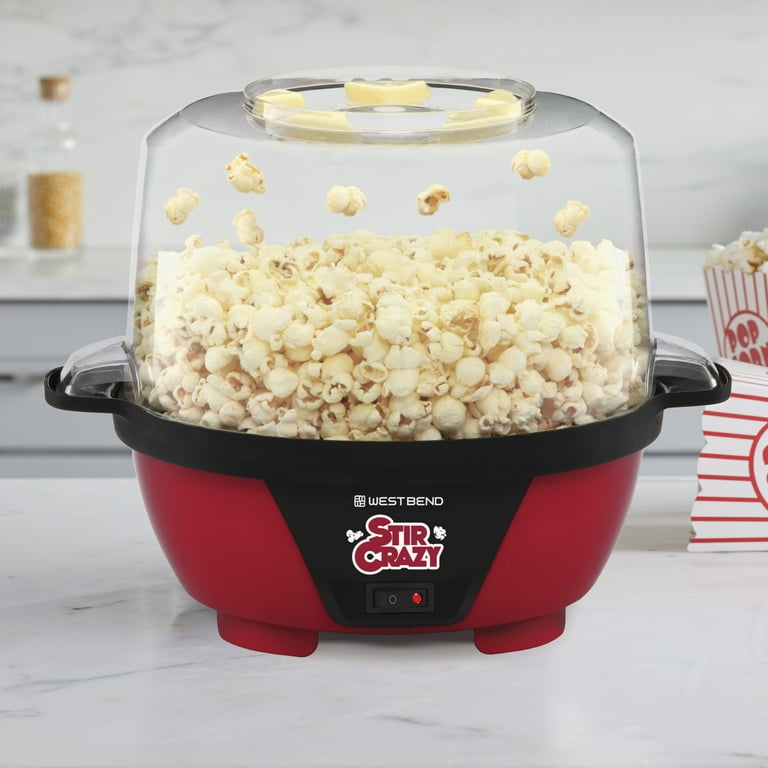 West Bend 6Qt Stir Crazy Popcorn Machine Maker, Large, Red