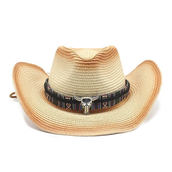 Wdgfv Straw Cowboy Cowgirl Hat Wide Brim Woven Western Cap UPF 50 Beach Sun Hat Shapeable Packable Fedora Cap for Men Women Watermelon Red One Size