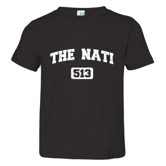 PleaseMeTees™ Toddler Cincinnati 513 The Nati Area Code Distressed HQ Tee