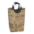 thumbnail image 2 of XMXT Large Collapsible Laundry Hamper, News Old Fashioned Prints Laundry Basket with Aluminum Handle, 50L Brown, 2 of 7
