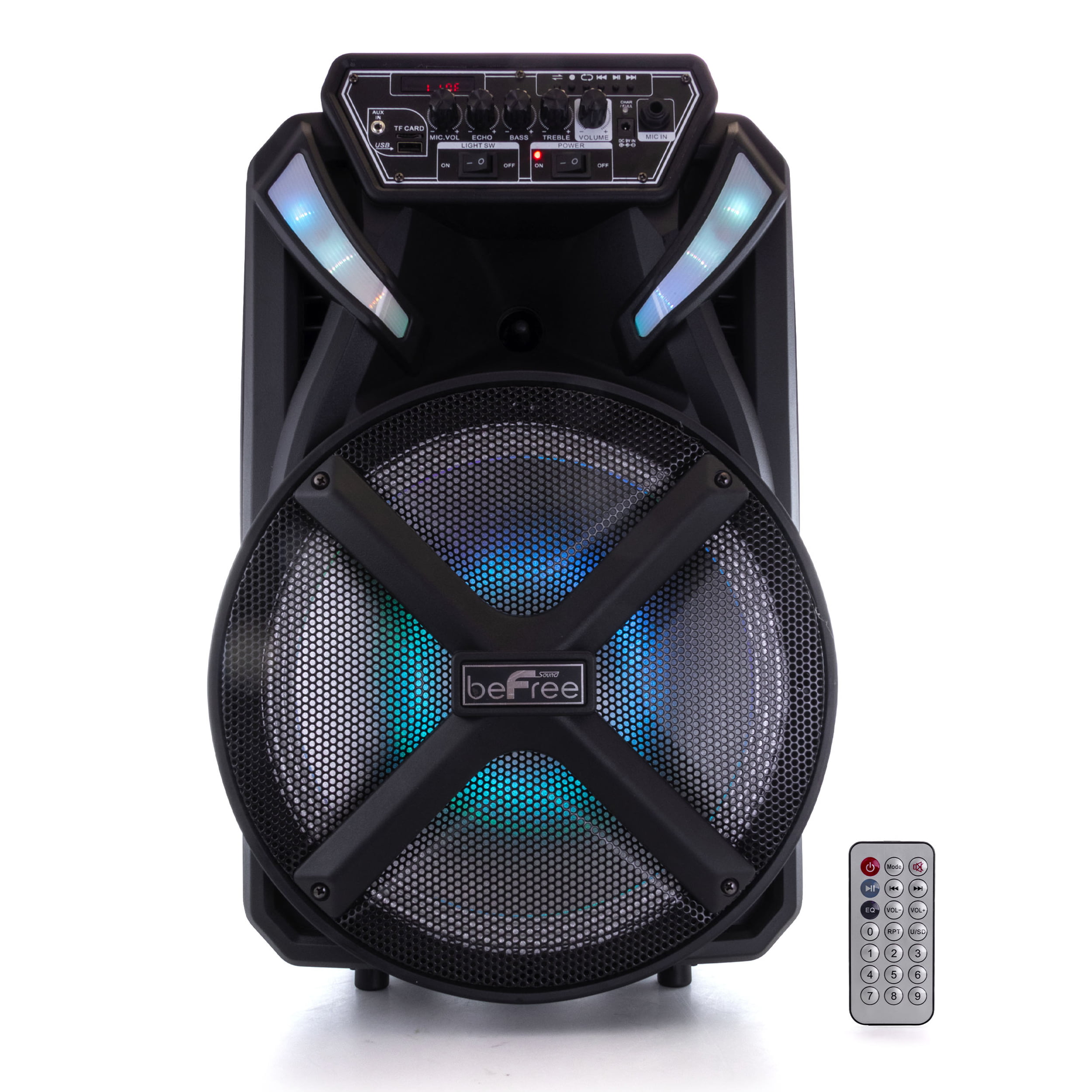 beFree 15" inch Bluetooth Tailgate Speaker w/ Sound Volume w/ Mic Reactive Light 