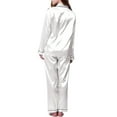 thumbnail image 5 of Zoofduhp Pijamas De Mujer Soft Pajamas for Women Pajamas for Women Set Long Sleeve Button Up Sleepwear Soft Lightweight Comfy Long Pants Loungewear Pajamas for Women White M, 5 of 5