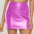 thumbnail image 2 of vigerkar Women Basic High Waisted Mini Party Bodycon Leather Short Skirt Pink, M, 2 of 7