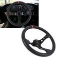 thumbnail image 1 of 14in Car Racing Steering Wheel PVC for 6 Hole Hub Adapter Aluminum Universal Carbon Fiber Look Sport Steering Wheel with Horn Button, 1 of 7