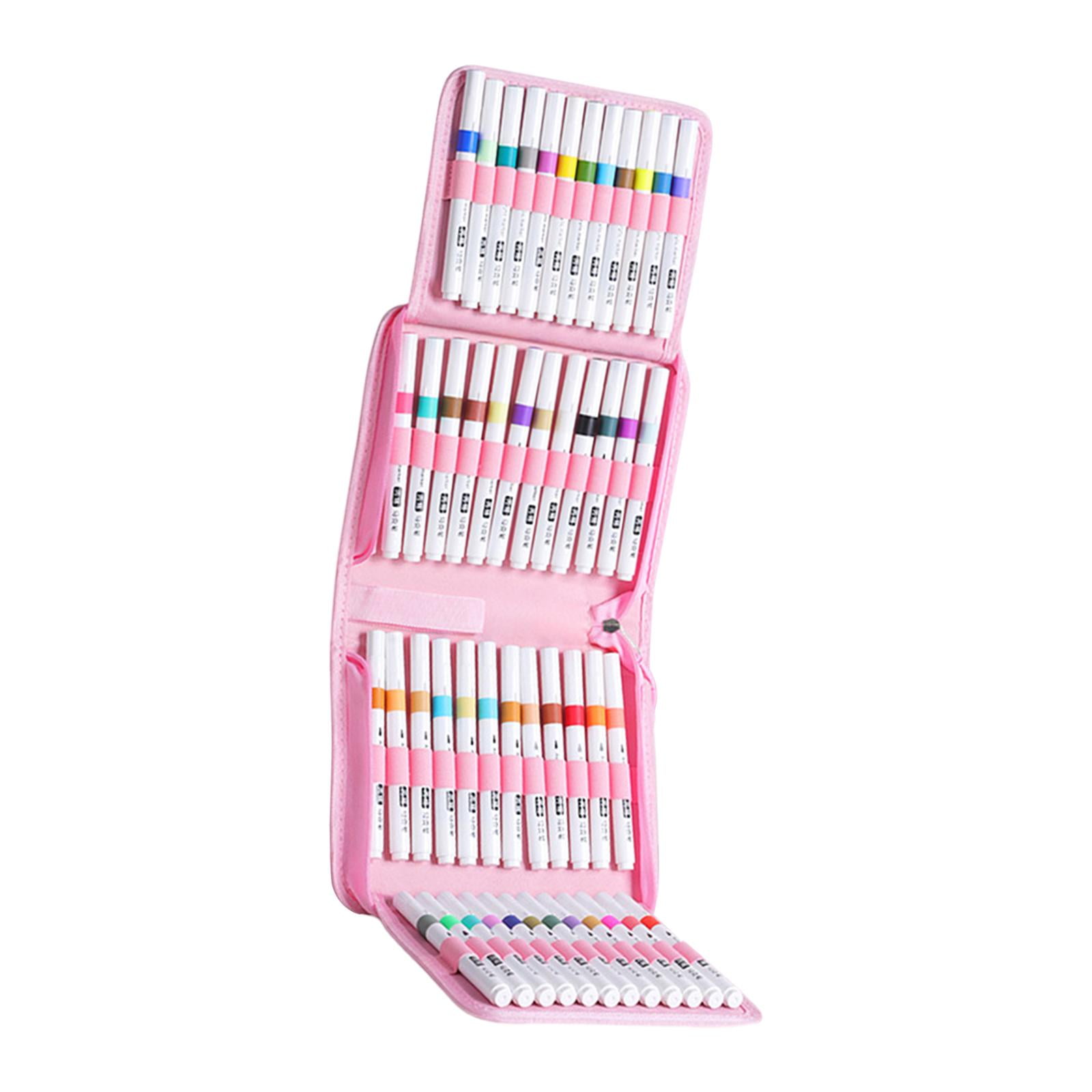 Tachiuwa 48 Pieces Acrylic Paint Markers Drawing Markers Brush Tip Marker Pen Set Acrylic Paint Pens with Carry Case for Stone Ceramic