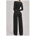 thumbnail image 5 of PISONIC Women 2 Pieces Workout Sets Long Sleeve V Neck Tops High Waist Flared Leggings Gym Sets, 5 of 5