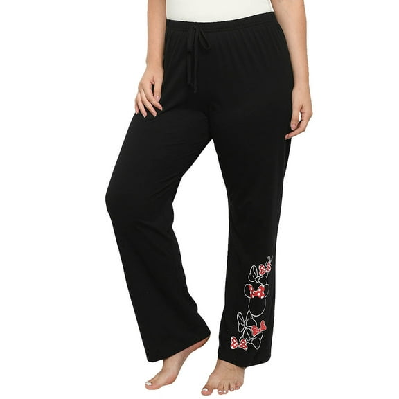Womens Plus Size Disney Minnie Mouse Pajama Pants Lounge Wear Bows Black