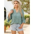 thumbnail image 5 of SOMER Boho Tops for Women Dressy Casual Blouses 3/4 Sleeve Floral Print Shirts,2026 Fall, 5 of 6