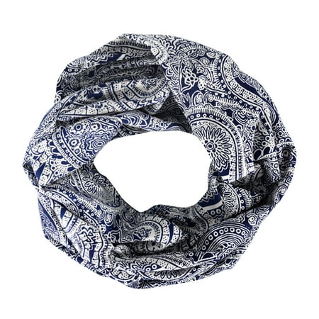 Peach Coutue Paisley Print Infinity Loop Fashion Scarf White Navy
