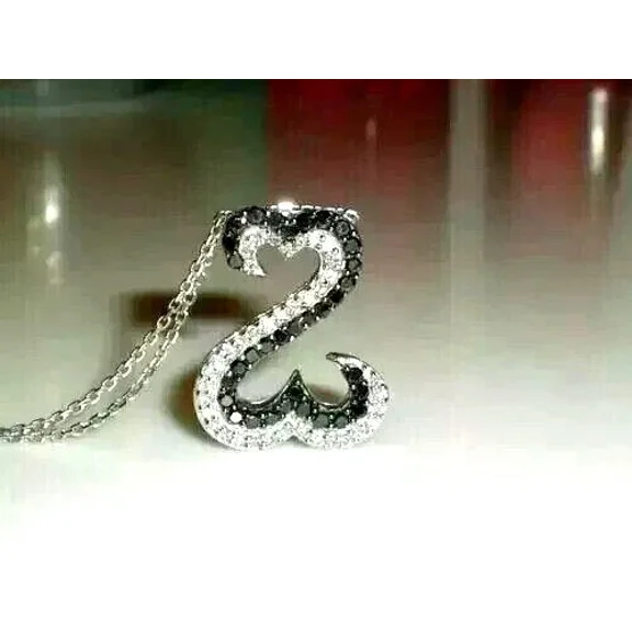 2Ct Round Cut Lab Created Diamond Women's Open Heart Pendant Necklaces in 14K White Gold Plated