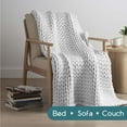 thumbnail image 4 of Vellux 13lb King Weighted Throw | Chunky Knit Soft Breathable Blanket | Grey, 4 of 7