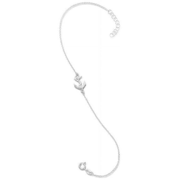 Anchor Ankle Bracelet Anklet Chain Sterling Silver Adjustable Length, 11