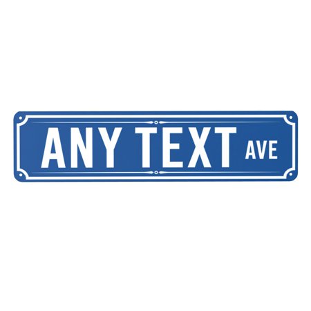 Personalized Metal Street Style Wall Decor Sign, 4x16 Inch, Custom Avenue Name Plaque, Easy Hanging, Vintage Indoor/Outdoor Decor with Pre-Drilled Holes