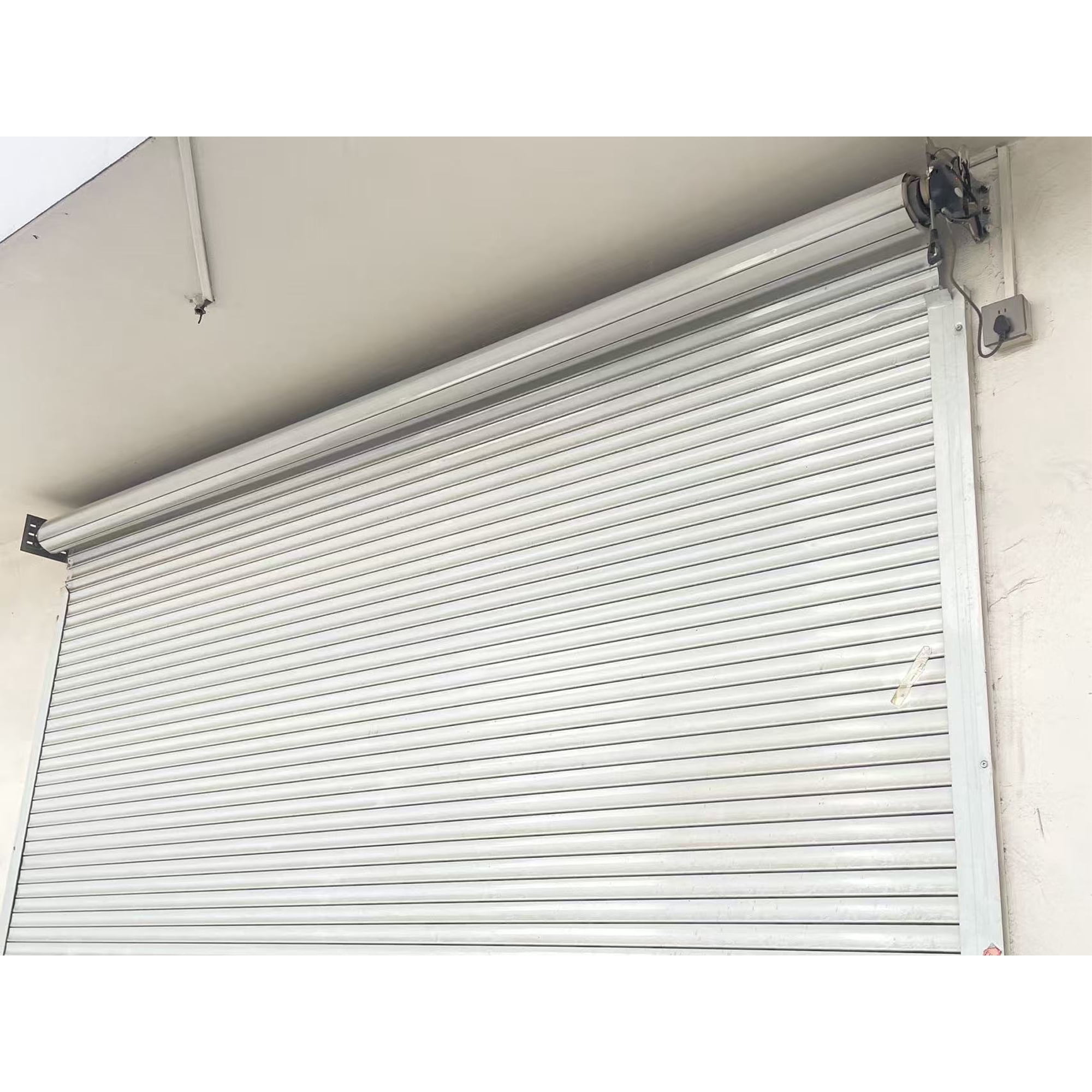 8.5FT x 8.5FT Electric Roll-Up Garage Door, 110V Automatic Roller Shutter Door with Galvanized Steel Rails for Carport, Barn & Storage Shed