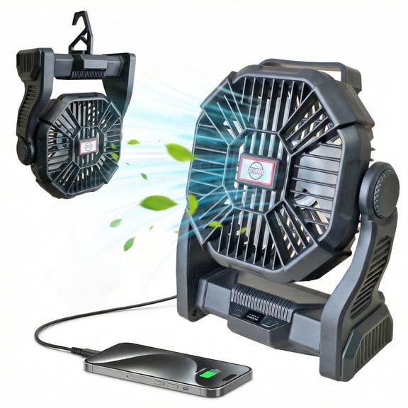 DAYBETTER Camping Fan with LED Lantern, Oscillating Portable Rechargeable Fan Light with 4 Speeds, Timer Touch Control for Car Travel RV Camping Gear Hurricane Emergency Power Outage Essentials