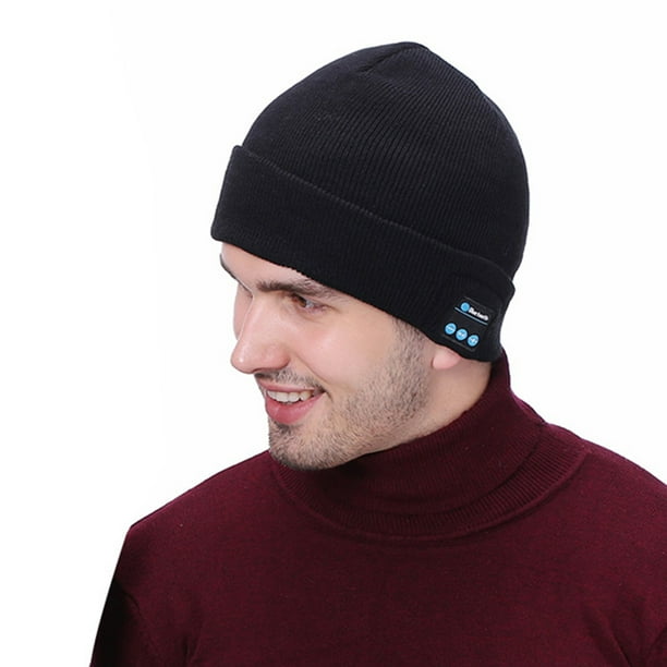 Gorro de punto con Bluetooth 5,0, micrófono desmontable, altavoz estéreo HD, mujeres, hombres, auriculares inalámbricos para escuchar música, sombrero seitruly EL2372-00B
