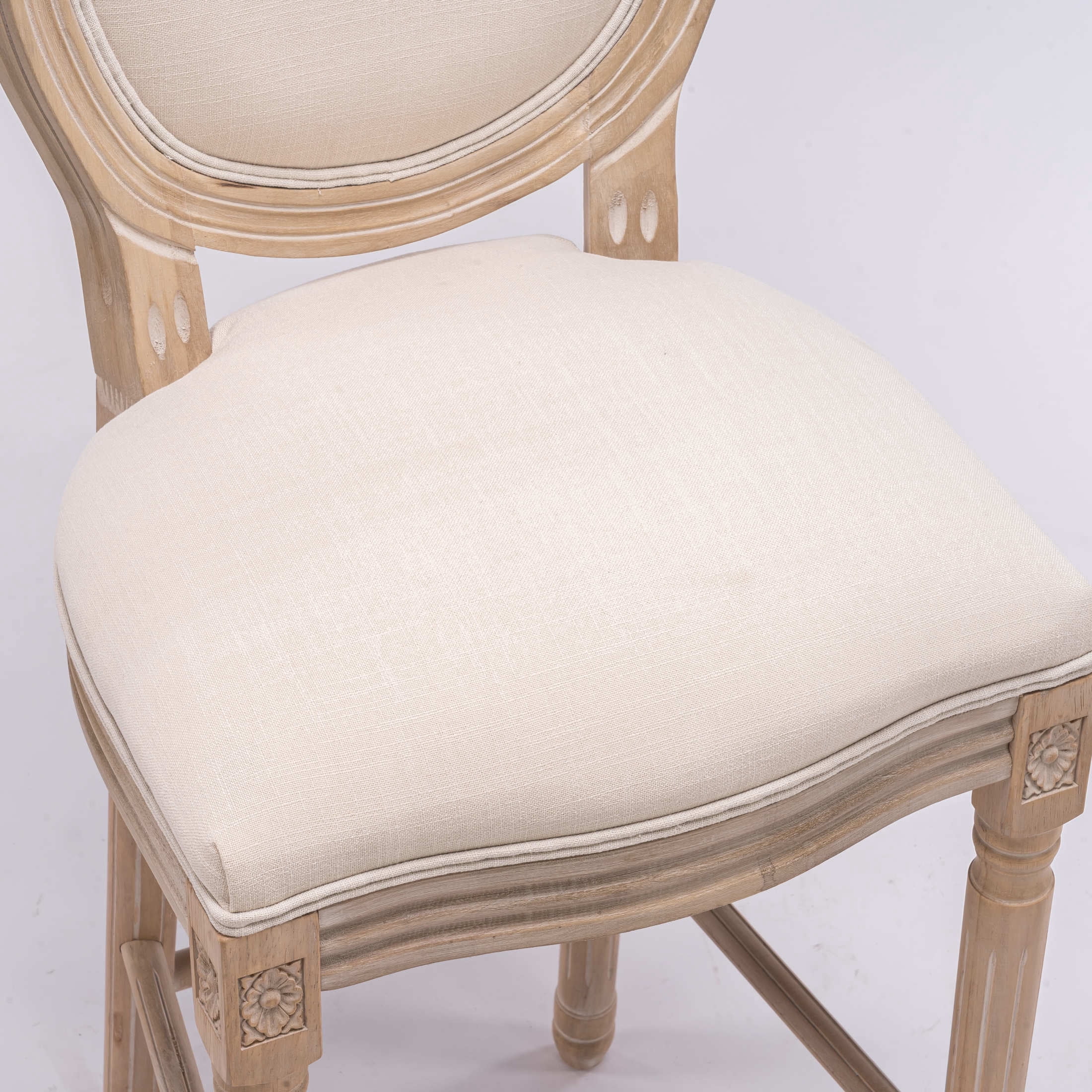 Noble House Solid Wood Kitchen Bar Stools with Cushion Seat and Back for Bar Counter, Beige & Natural, Set of 2