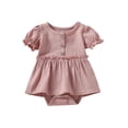 thumbnail image 1 of Fortune Romper Dress for Newborn Baby Girl Short Sleeve Button Jumpsuit Summer Infant Solid Color Playsuit, 1 of 9