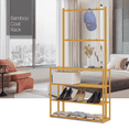 thumbnail image 3 of MoNiBloom Bamboo 4 Tiers Coat Rack, Hat Hooks, 9 Pairs Shoes Storage Shelf, Natural, for Entryway, 3 of 11