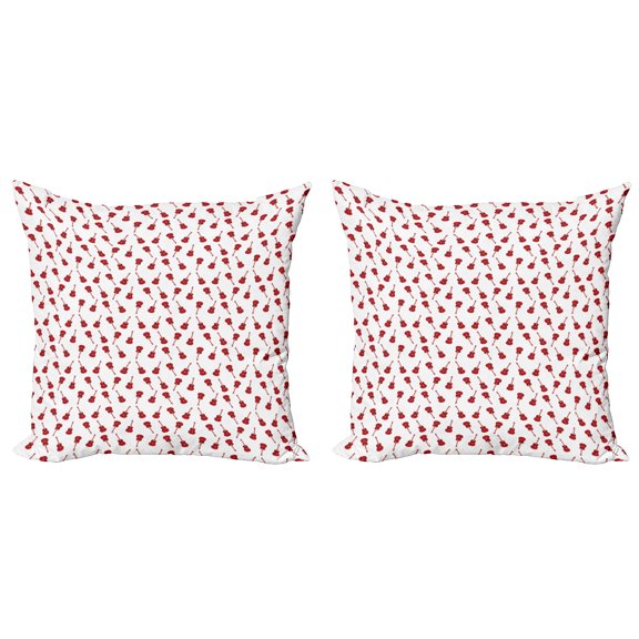 Ambesonne Guitar Throw Pillow Cover 2 Pack, Classic Western Instrument, 24", Vermilion White