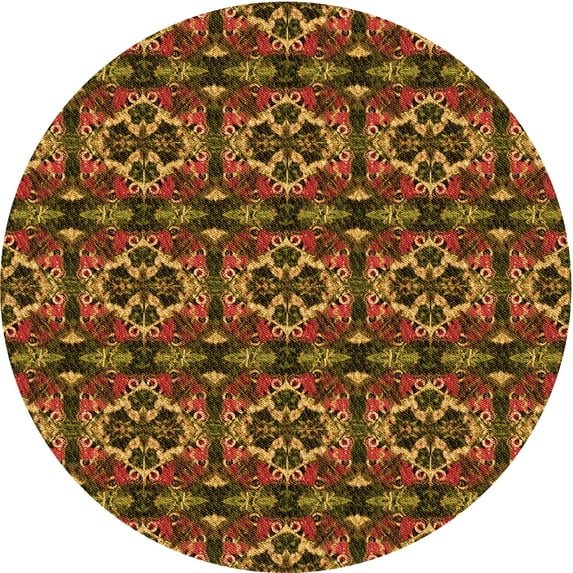Ahgly Company Machine Washable Indoor Round Transitional Sedona Brown Area Rugs, 3' Round