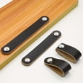 thumbnail image 4 of Tirador de cuero para puerta de armario de muebles Tirador de cuero para bolso Tirador de cuero para cajón Tirador de cuero para puerta de armario con hebilla Marrón y negro, 4 of 5