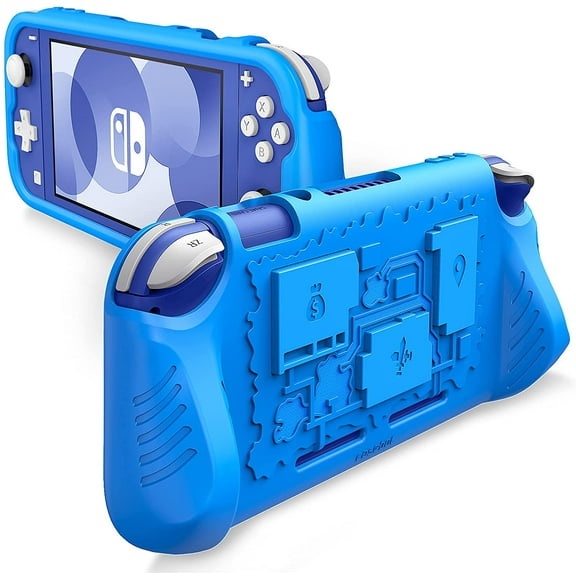Fintie Case for Nintendo Switch Lite 2019 w/3 Game Card Slots - Soft Silicone [Shock Proof] [Anti-Slip] Protective Cover w/Ergonomic Grip Comfortable Grip , Blue