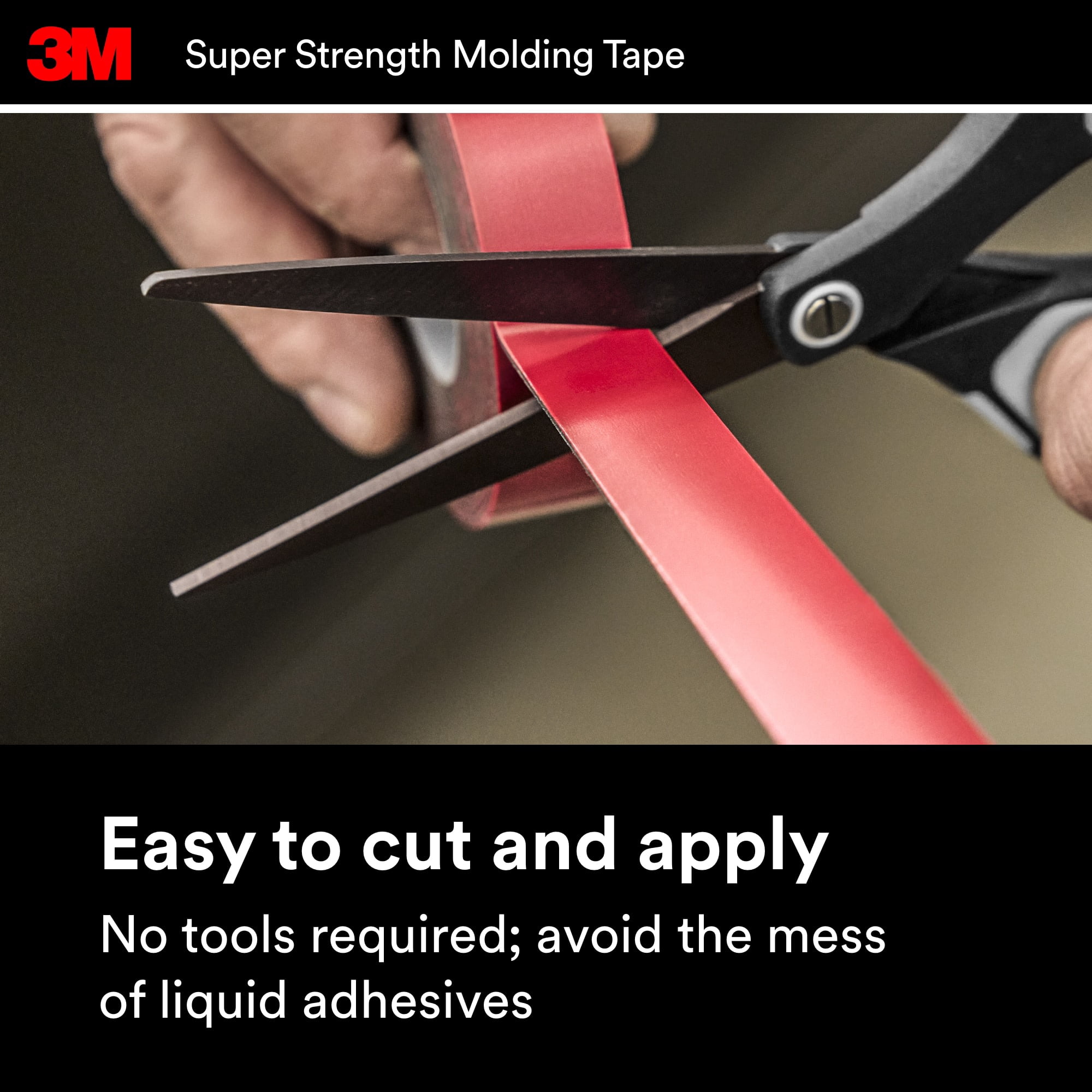 (2 pack) 3M Automotive Super Strength Molding Tape, Double-Sided Adhesive, 1/2" x 5 ft, 1 Roll