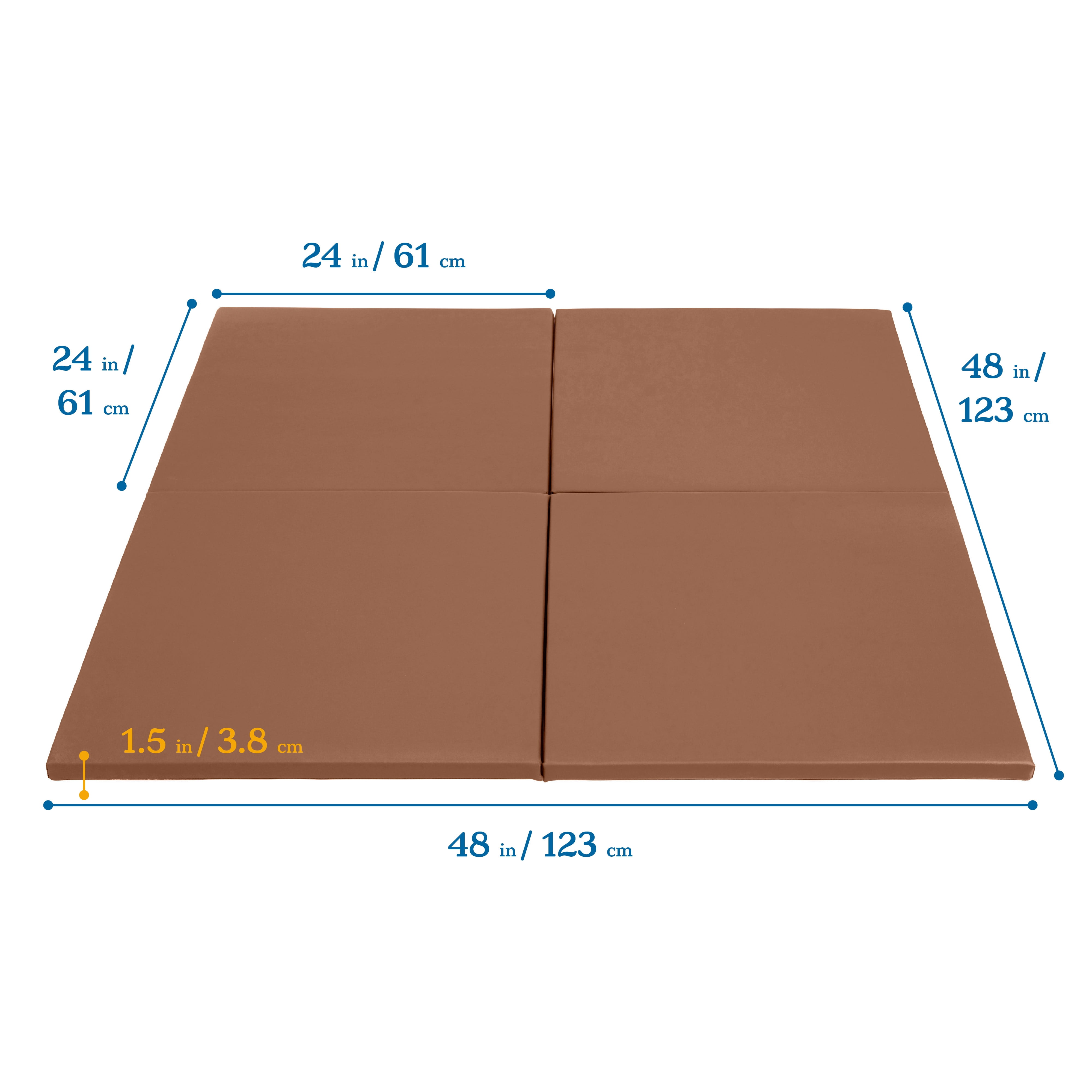 ECR4Kids SoftZone Play Patch Activity Mat Squares, Modular Playmat, Chocolate, 4-Pack