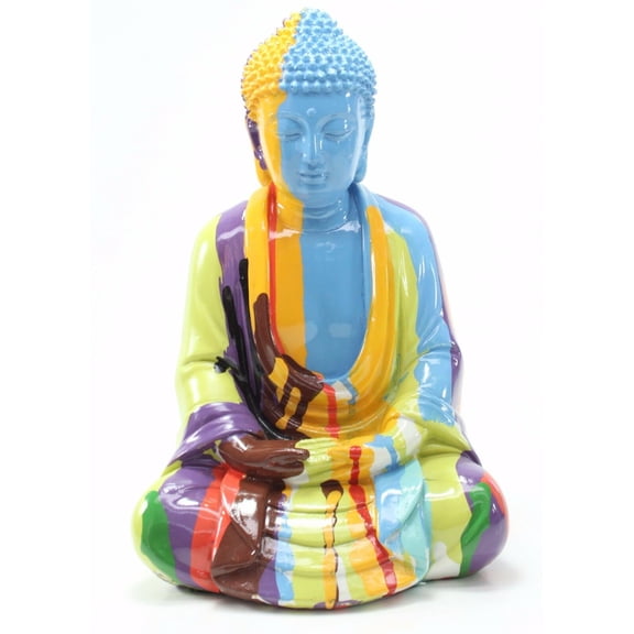 Feng Shui 10" Colorful Rainbow Meditating Buddha Figurine Statues Home Decor G16535