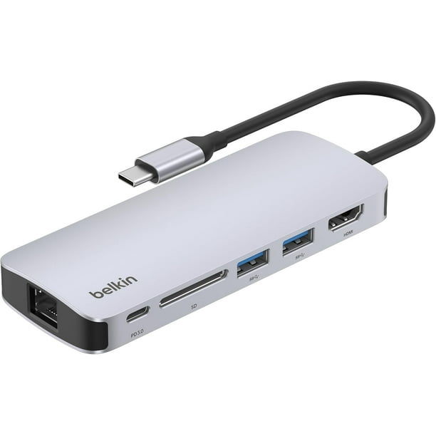 Hub USB-C 6 en 1 4K HDMI 100 W PD Ethernet SD de Belkin