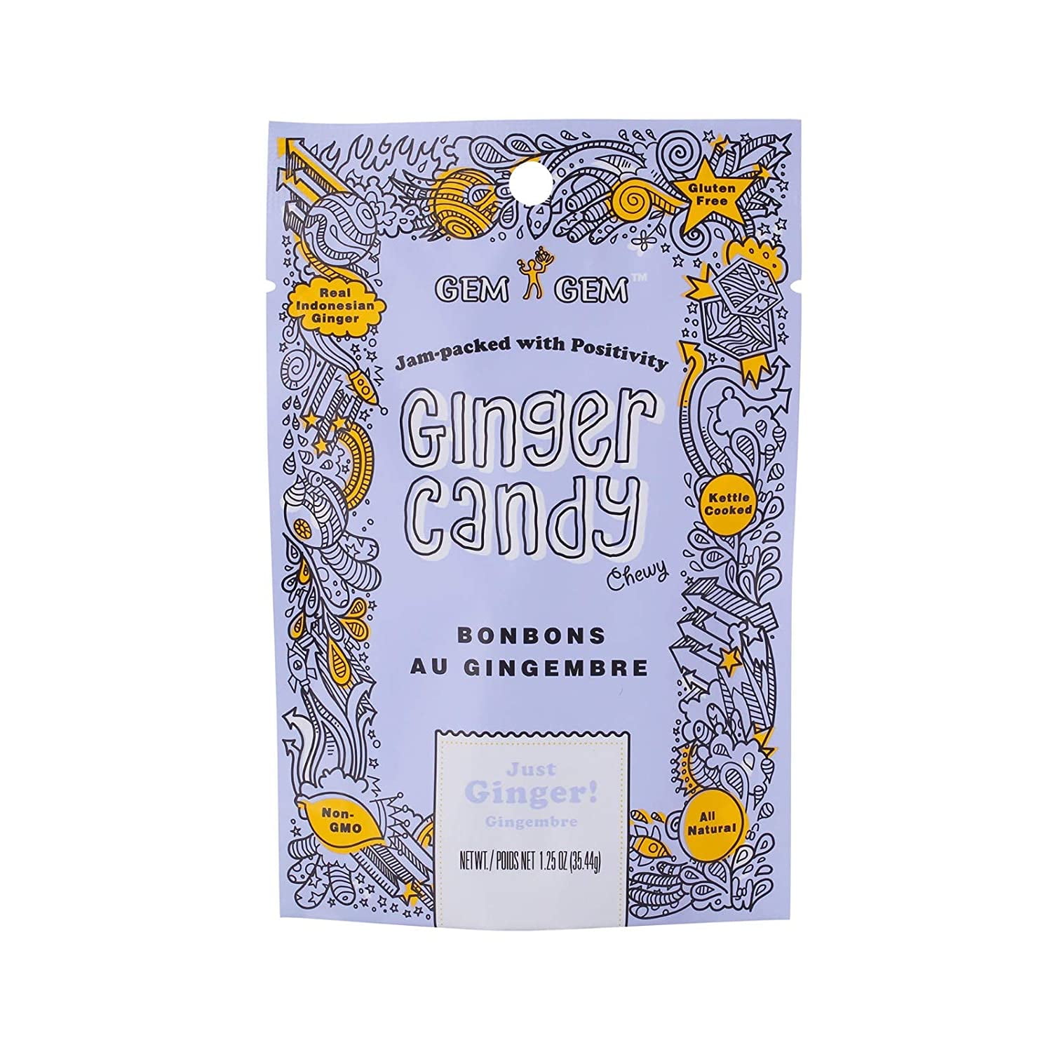 Gem Gem Ginger Candy Chewy Ginger Chews (Original, 1.25oz Tasting