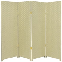 Legacy Decor Weave Design Fiber 4 Panel Room Divider, 71" Tall, Ivory Color, Freestanding
