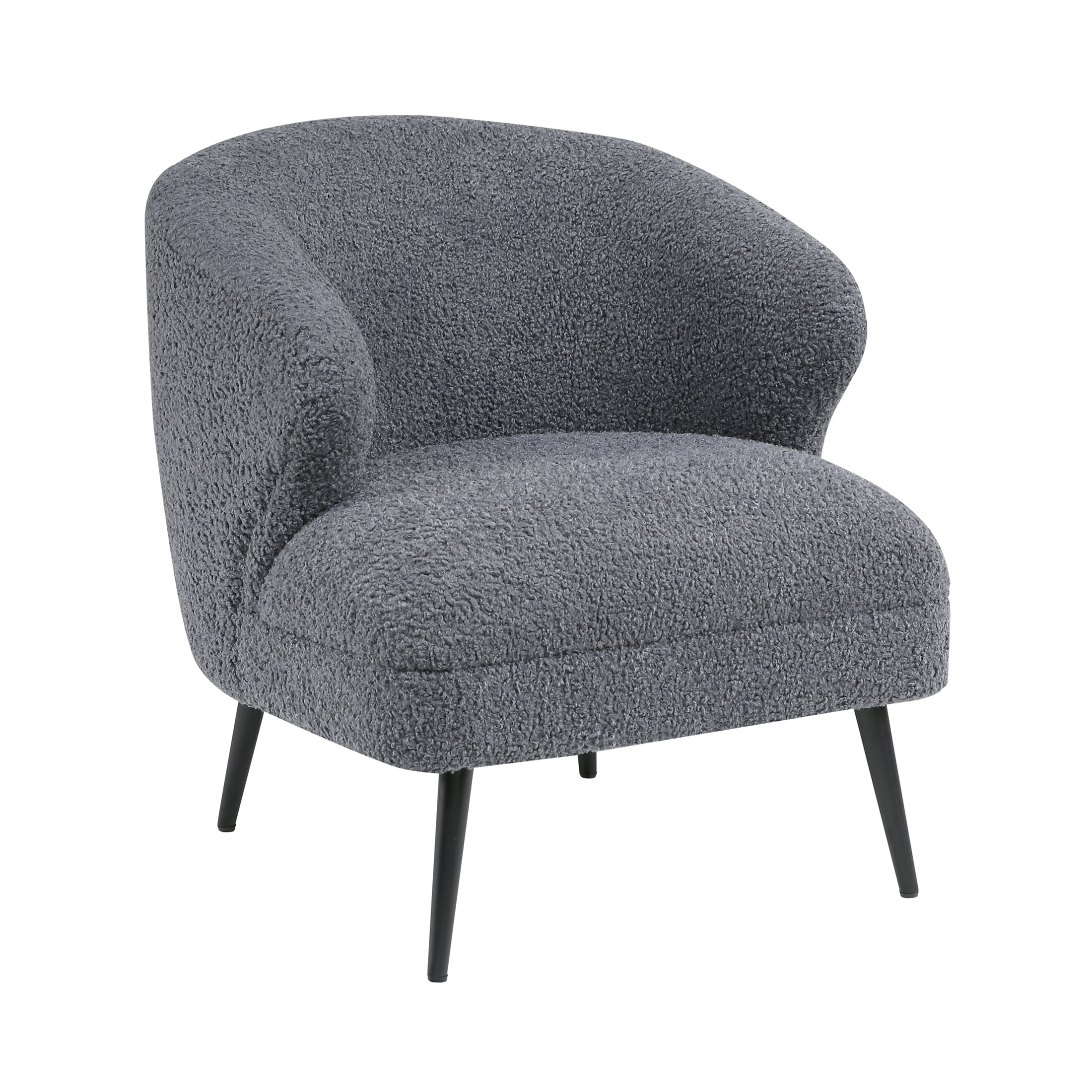 OakvillePark Crestlark Boucle Curved Back Accent Chair with Metal Legs, Dark Gray