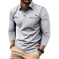 thumbnail image 1 of Blusa y camisa de manga larga con cuello vuelto para hombre, estilo casual, lisa, de manga larga, con cuello vuelto y botones, estilo jersey, para hombre, de poliéster, algodón y poliéster., 1 of 5